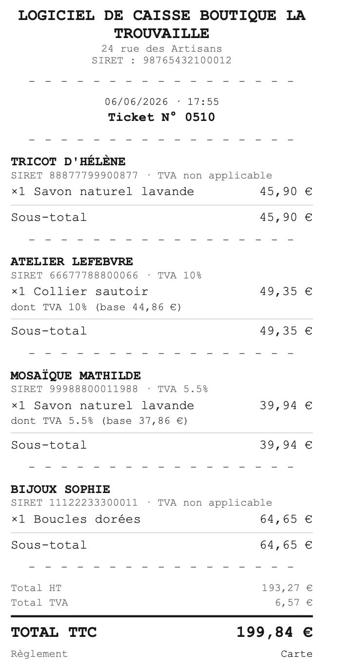 Ticket de caisse ArtisanBoutik